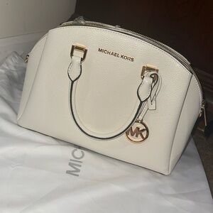 MK medium optic white dome satchel/crossbody